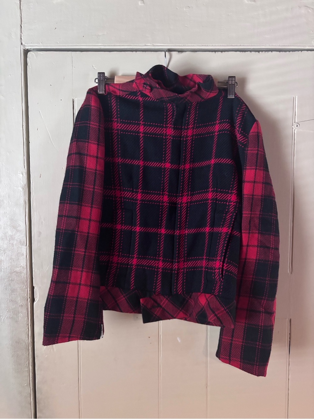 Yohji Yamamoto Red and Black Plaid Coat